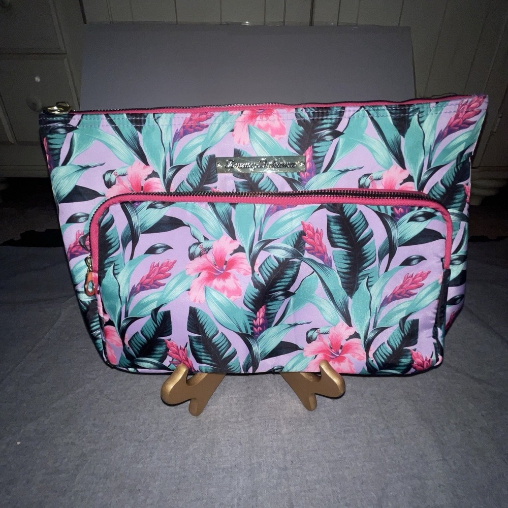 Tommy Bahama Maui Beach Bag, Artsy Leaf Color Floral 2 Zip Compartment Clutch